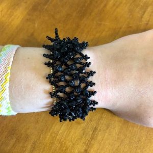 Black Handmade Beaded Bracelet OS
